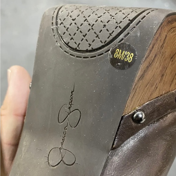 Jessica Simpson Brown Leather Boots Fur Lining High Heels Size 8 - Picture 2 of 2